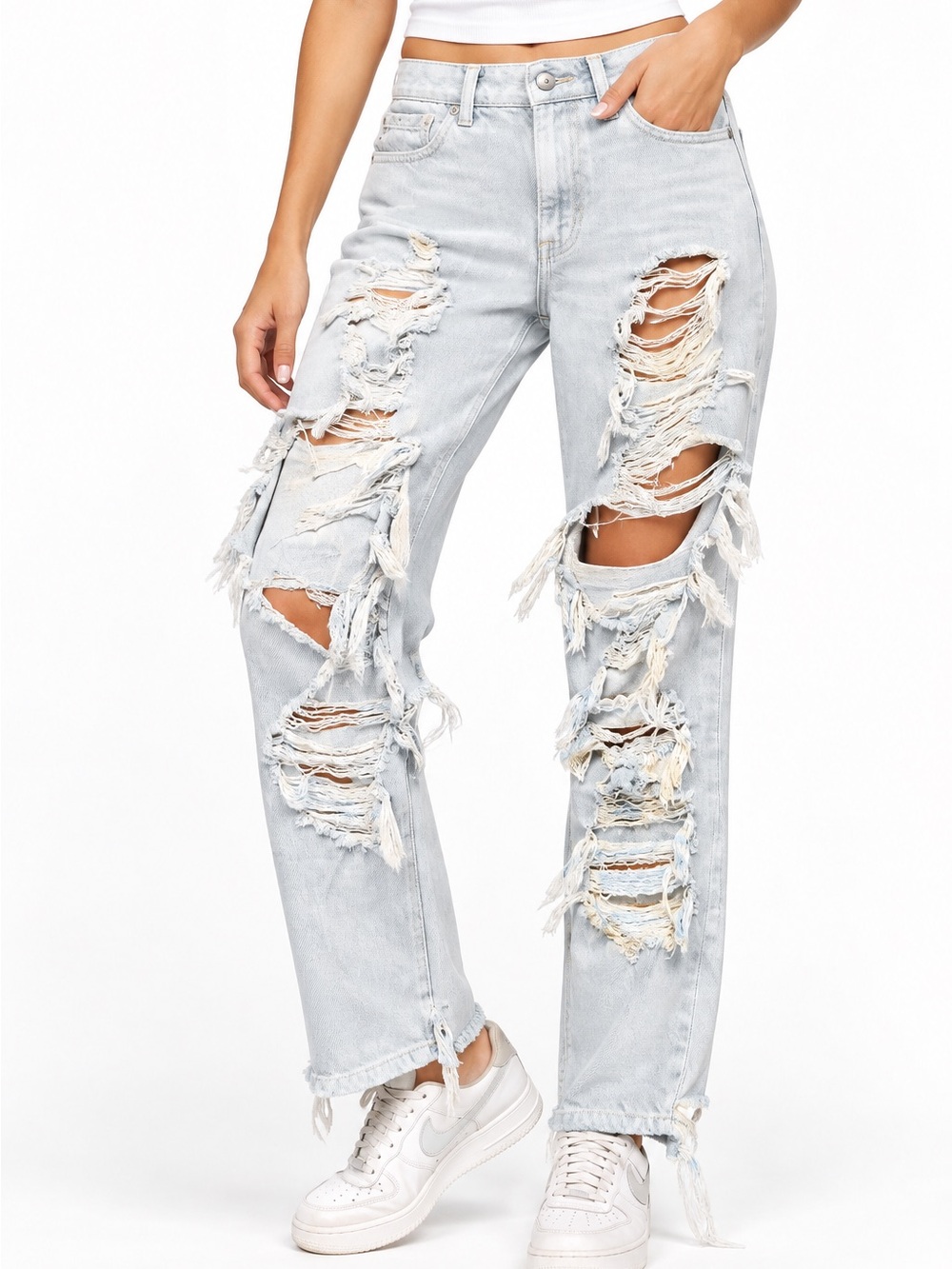 American Eagle Extreme Distressed Ripped Jeans Light Blue Size 6